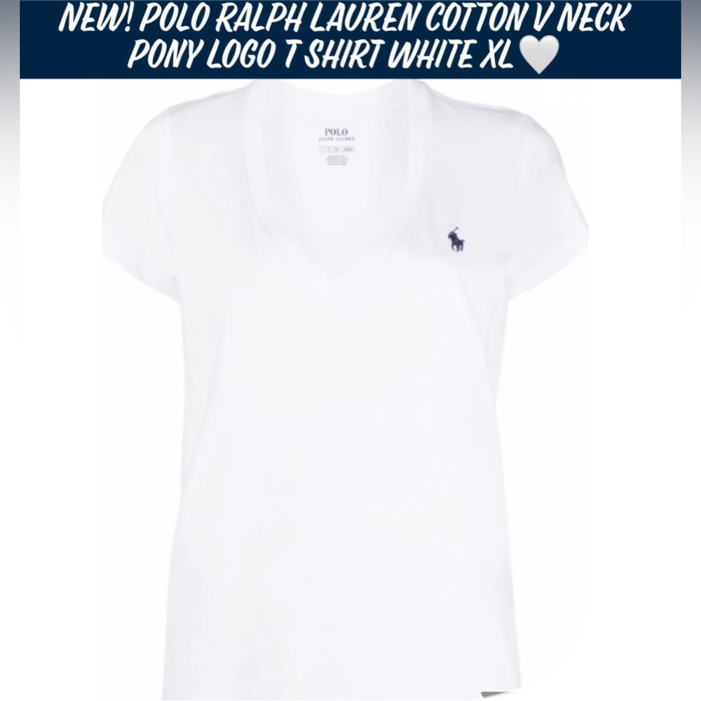 ⭐️Sold⭐️New! Polo Ralph Lauren Cotton V Neck Pony Logo T Shirt Classic White XL - Picture 1 of 13